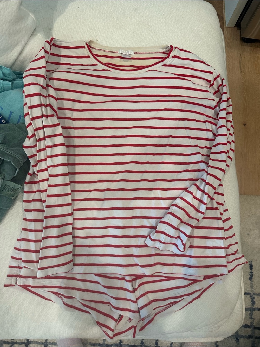 Women’s Long Sleeve Striped Pajama Set - Red/White